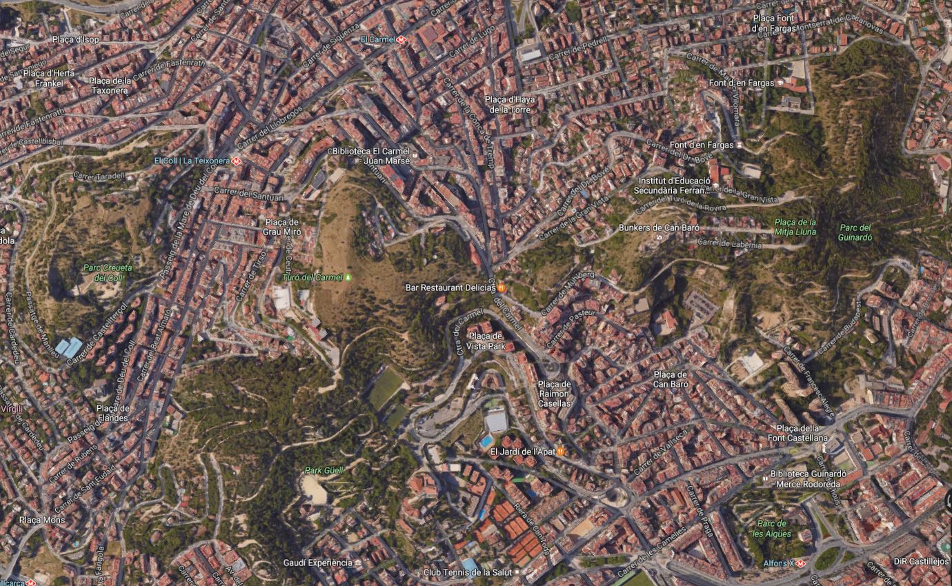 Las colinas que circundan el barrio del Carmel son uno de los cinco mejores lugares para la lectura en Barcelona