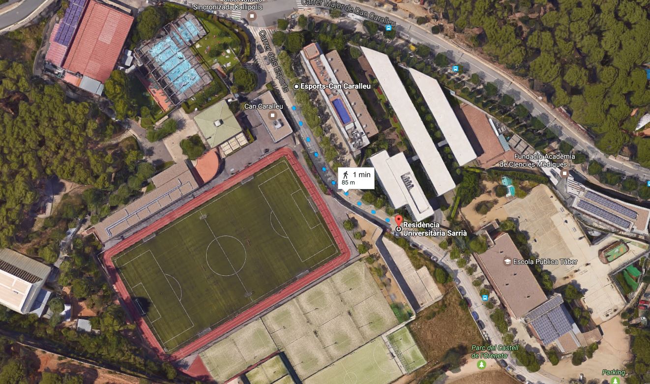 Cómo moverte por Barcelona desde la Residencia Sarriá hasta el centro deportivo más cercano, a tan solo un minuto